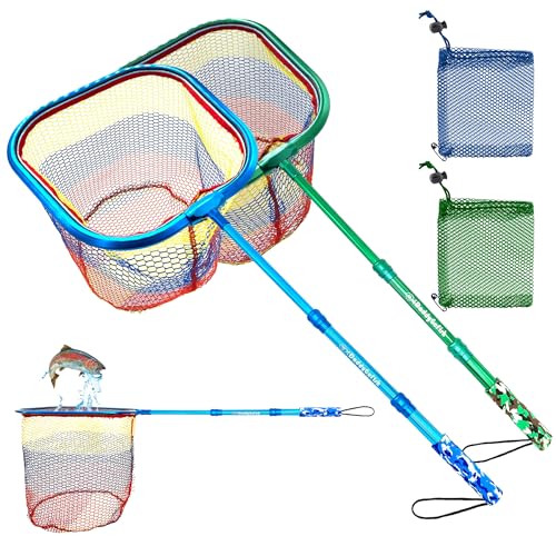 DaddyGoFish Kinder Fischernetz - Ultraleichte Teleskop-Ködertasche zum Fangen von Fischschmetterlingen am Wasserstrand Seeteich Geschenke für Jungen und Mädchen von DaddyGoFish