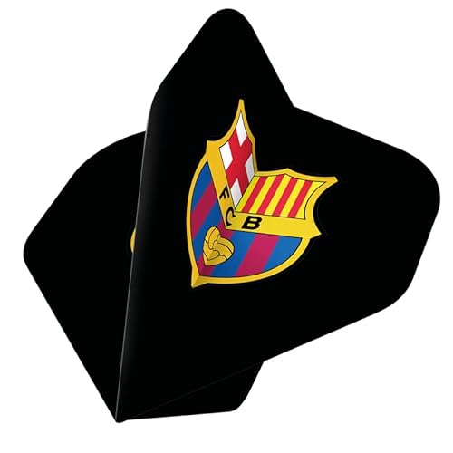 Darts Corner Offiziell lizenzierte Barcelona Football Club Barca FC 100 Mikron Nr. 2 Form Dart Flights, Schwarz/Wappen 1 Set mit 3 Flights (F4121) von Darts Corner