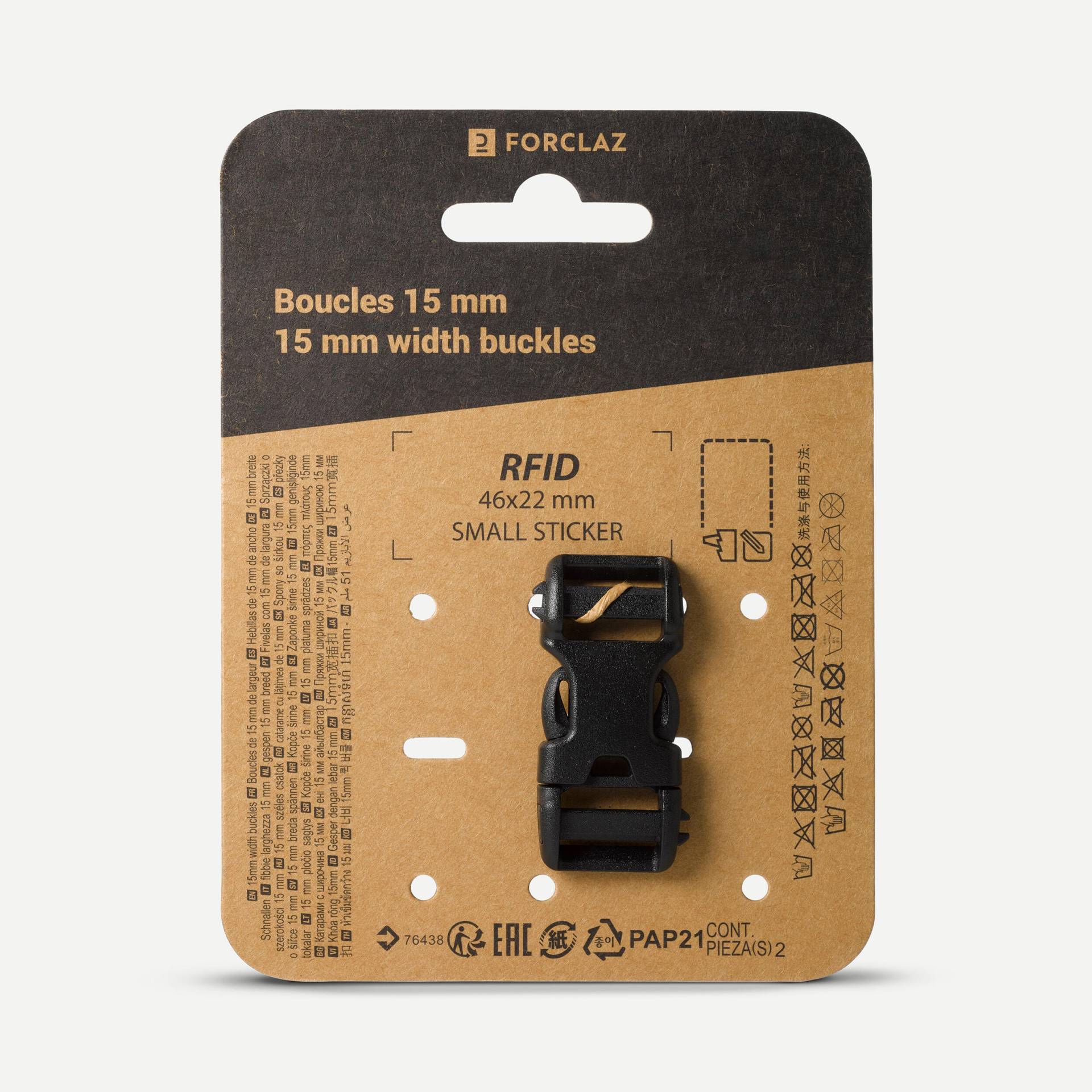 Rucksack-Schnalle für 15-mm-Gurt Doppel Pin Lock von Decathlon