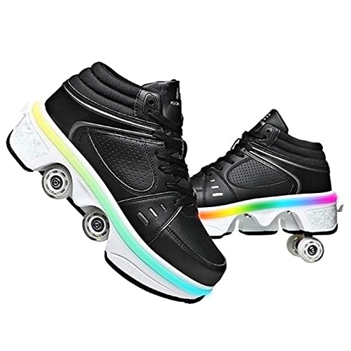 Roller Skate Shoes Rollschuhe Schuhe Mit Rollen Skateboardschuhe,Inline-Skate, verstellbar Damen Schuhe mit Rollen für mädchen (34, Black with Light) von Deformation Roller Skates