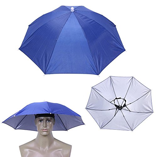 Demiawaking Regenhut Regenschirm Tragbarer Regenschirm mit elastischem Band Sonnenschutz Werkzeug für Angeln im Freien, blau von Demiawaking