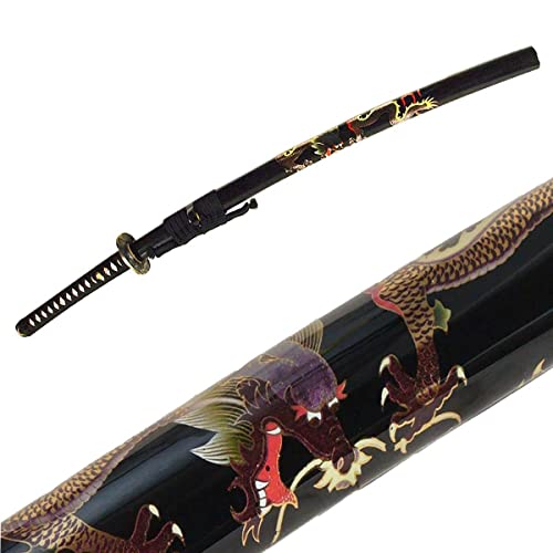 DerShogun Drachen Katana Samuraischwert Damaszener Stahl verzierte Saya von DerShogun