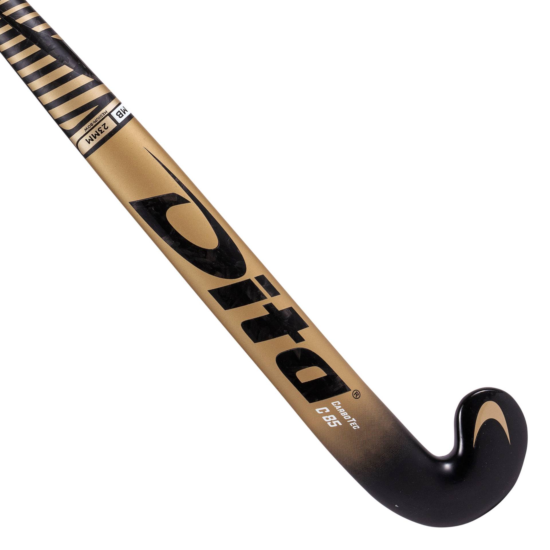 Damen/Herren Feldhockeyschläger Experten Mid Bow 85 % Carbon - CompoTecC85 schwarz/gold von Dita