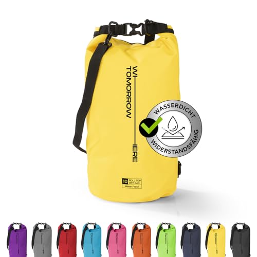 #DoYourOutdoor Where Tomorrow Dry Bag Tasche 10L gelb | Wasserdichter Rucksack | Wasserfester Beutel & Packsack | Drybag ideal für Boot, Kajak, Angeln und Camping von #DoYourOutdoor