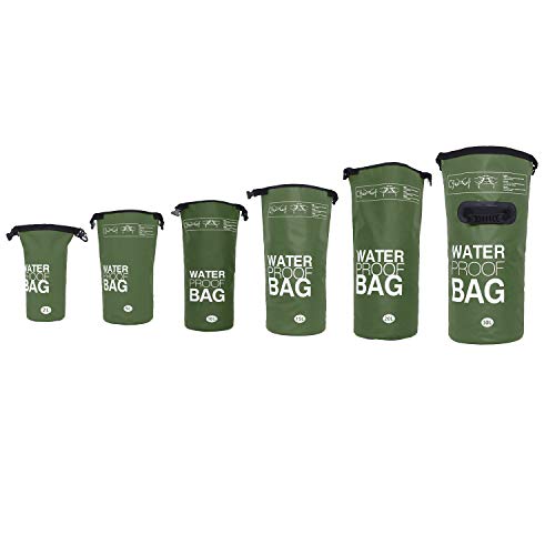 DonDon Dry Bag wasserdichte Tasche 2l, 5l, 10l, 15l, 20l, 30l Pack-Sack Beutel mit Schultergurt - Oliv 2 Liter von DonDon