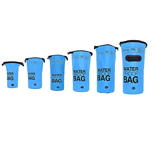 DonDon Dry Bag wasserdichte Tasche 2l, 5l, 10l, 15l, 20l, 30l Pack-Sack Beutel mit Schultergurt - hellblau 5 Liter von DonDon