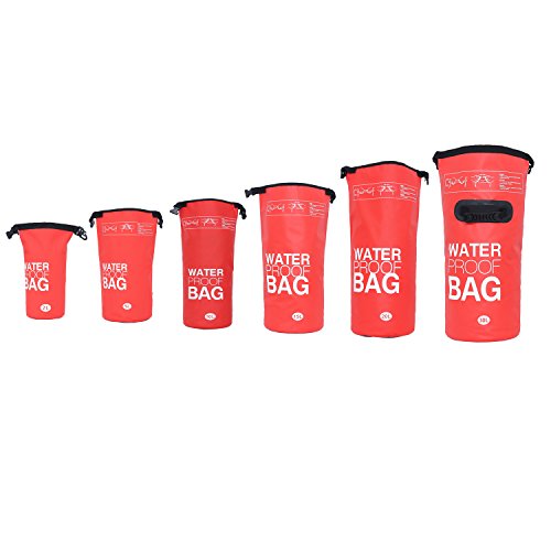 DonDon Dry Bag wasserdichte Tasche 2l, 5l, 10l, 15l, 20l, 30l Pack-Sack Beutel mit Schultergurt - rot 5 Liter von DonDon