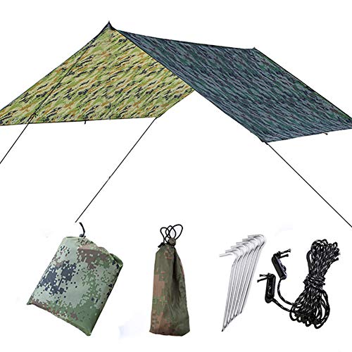 Doofang Camping Hammock Plane, Zeltplane, Tent Tarp, Train Trap, 3m x 3m, Wasserdicht Ultra-Leicht Sonnenschutz UV Schutz Regenschutz Camping Backpacking von AGLOAT
