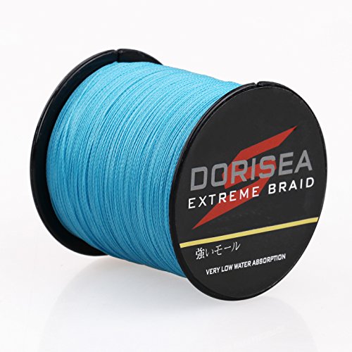 DORISEA Extreme Braid Angelschnur, 100 % PE, geflochten, 2,7–136 kg, 100 m, abriebfest, unglaubliche Superline Zero Stretch (blau, 136 kg/1,0 mm 8 Stränge) von Dorisea
