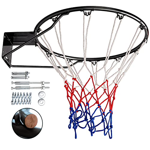 Dripex Massiver Basketballkorb Ø45 cm mit Basketballnetz Wandmontage mit Stahlring Basketballring für In- und Outdoor (Schwarz) von Dripex