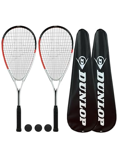 Dunlop Biotec X-Lite Squashschläger x 2 + Schlägerhülle (2) + 3 Squash-Bälle (Verschiedene Optionen) (Biotec Max) von Redify
