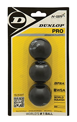 Dunlop Squashbälle Pro doppelgelb, 3 Stück im Blister, Offizieller Turnier-Squashball von DUNLOP