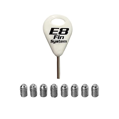 E8 FIN SYSTEM - Packung mit 1 Kielschlüssel, Surfbrettflossen und 8 Flossenschrauben aus Edelstahl - Zubehör für Surfbrett - Weiß von E8 FIN SYSTEM
