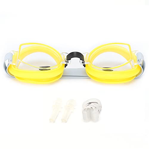 EASTALOLO Kinder-Schwimmbrille, verstellbare Brille mit Ohrstöpsel und Nasenklammer für Kinderbecken, Blau (Gelb) von EASTALOLO