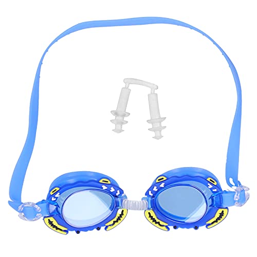 EASTALOLO Schwimmbrille für Kinder, niedliche Cartoon-Krabbe, Antibeschlag-Brille, Ohrstöpsel-Set für Jungen und Mädchen (Blau) von EASTALOLO