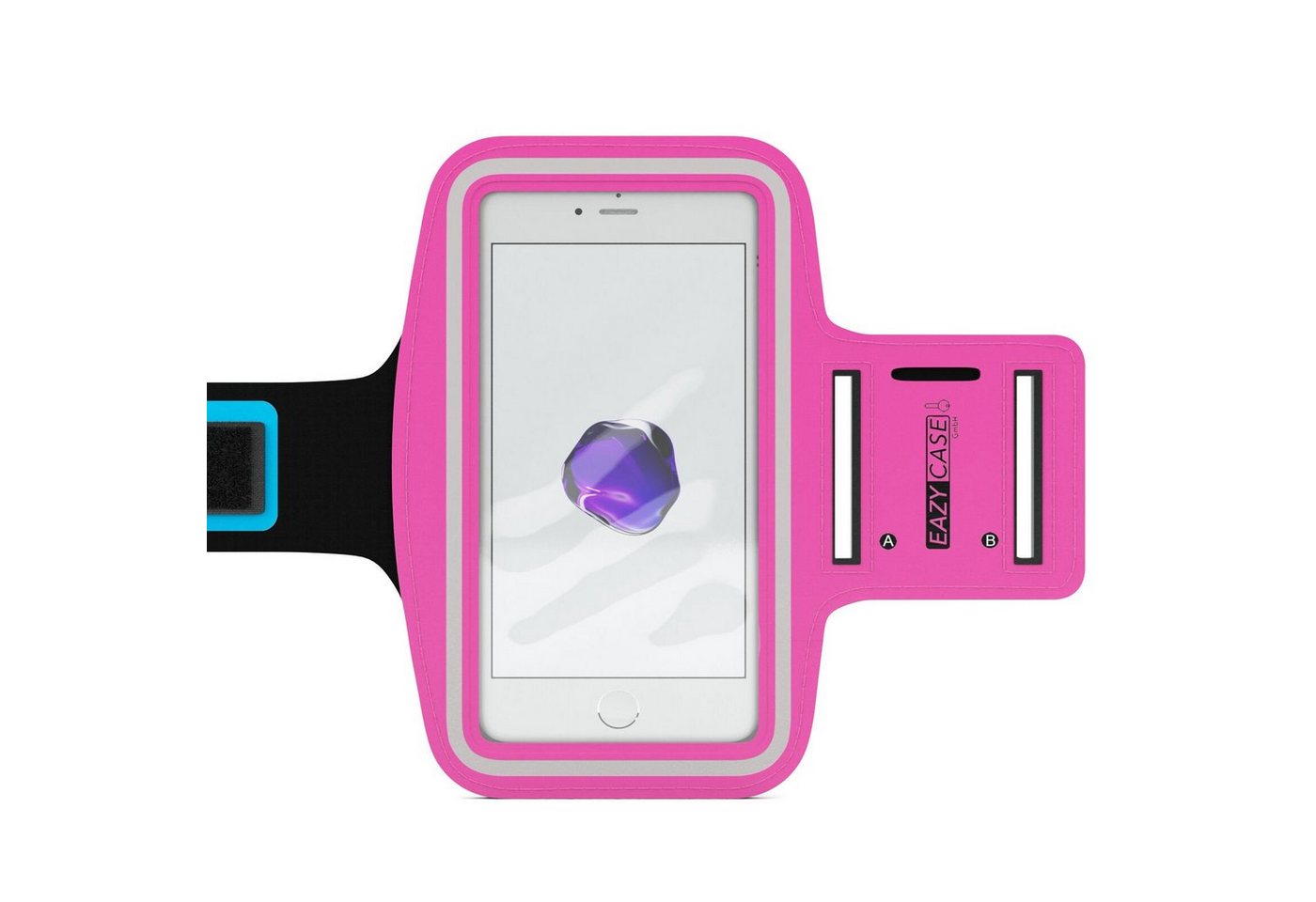EAZY CASE Handyhülle Universal Sportarmband für Smartphones bis 5,5 Zoll, Armtasche Reflektor Schutzhülle Armband für Sport Handyhülle Pink von EAZY CASE