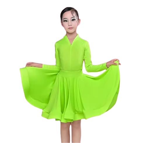 EFLALYHG Mädchen-Kind-Latein-Tanzkleid Mädchen-Tanzübungs-Wettbewerbskleid Latein-Tanzkleid Langarm-Wettbewerbs-Spaltkleid Geteilter Anzug,A1,170 von EFLALYHG