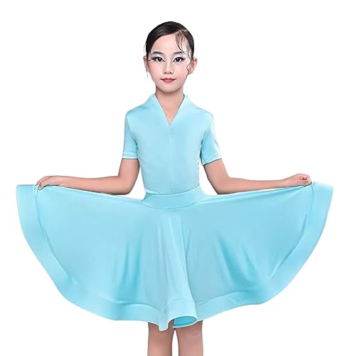 EFLALYHG Mädchen-Kind-Latein-Tanzkleid Mädchen-Tanzübungs-Wettbewerbskleid Latein-Tanzkleid Langarm-Wettbewerbs-Spaltkleid Geteilter Anzug,A13,130 von EFLALYHG