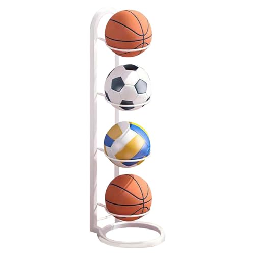 EHOTER Vertikales Ball-Aufbewahrungsregal 2,3,4-lagiger Ballständer Ball Aufbewahrung Fußballständer Basketball Halter Für Innenbereich, Kinderzimmer Herausnehmbare Aufbewahrung (B,4) von EHOTER