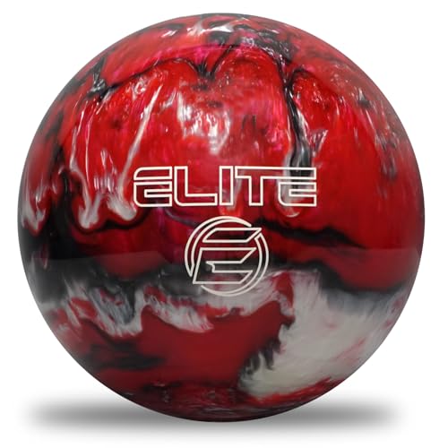 ELITE Vorgebohrter Star-Polyester-Bowlingball – ideal für Ersatz-Schießliga-Bowlesr oder gerades Bowling – perfekte Passform für Anfänger (3,6 kg – kleine Bohrung, Rot/Schwarz/Weiß) von ELITE