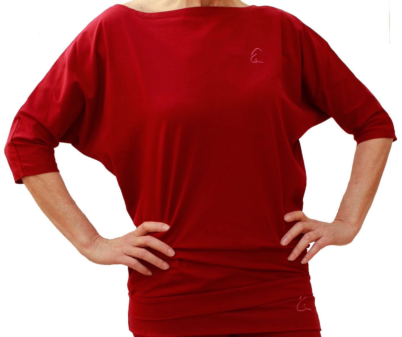 ESPARTO Yogashirt Halbarmshirt Sadaa in Bio-Baumwolle Wohlfühlshirt mit breitem Schulterausschnitt (U-Boot-Ausschnitt) von ESPARTO