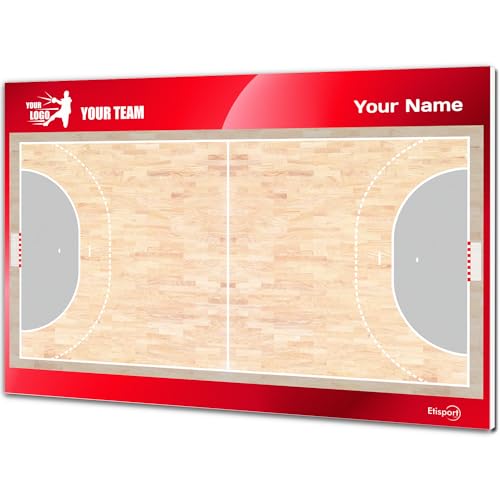 ETISPORT Handball-Taktiktafel für Trainer. Beidseitig, geeignet für trocken abwischbare Marker. Personalisiert mit Farbe, Teamwappen oder Logo, Name und Verein. (Large) von ETISPORT