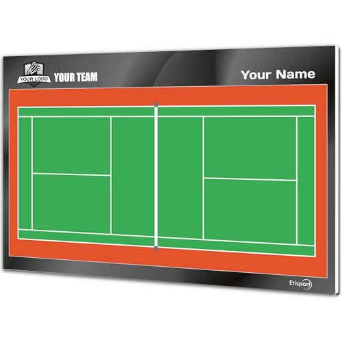 ETISPORT Taktische Badminton-Tafel. Doppelseitig, geeignet für Whiteboard-Marker. INDIVIDUALISIERT mit Farbe, Abzeichen oder Logo, Name und Club. (Large) von ETISPORT