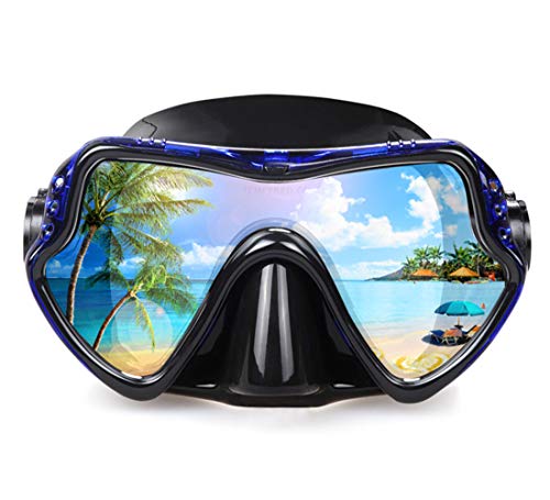 Erwachsene Tauchmaske, professionelle Schnorchelbrille, Anti-Leck Taucherbrille, 180° Pano Anti-Fog Schwimmbrille Tempered Glas Tauchgerät Maske, Verstellbares Silikonband für Schnorcheln Schwimmen von EXP VISION