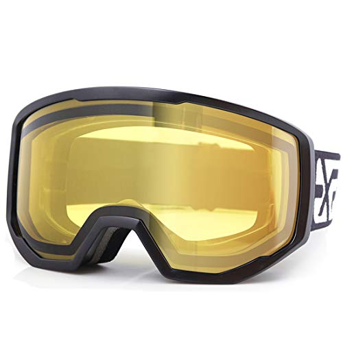 EXP VISION Skibrille für Damen und Herren, Snowboard Brille Schneebrille OTG 100% UV-Schutz Skibrille für brillenträger, Anti-Nebel Snowboard Brille Ski Goggles (Gelb) von EXP VISION