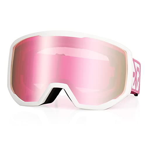 EXP VISION Skibrille für Damen und Herren, Snowboard Brille Schneebrille OTG 100% UV-Schutz Skibrille für brillenträger, Anti-Nebel Snowboard Brille Ski Goggles (Kirsche) von EXP VISION