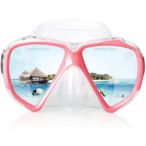 Taucherbrille für Erwachsene mit Anti-Nebel Schnorchelmaske, Schwimmmaske gehärtetem Glas und Nasenabdeckung zum Schnorcheln und Schwimmen (Rosa) von EXP VISION