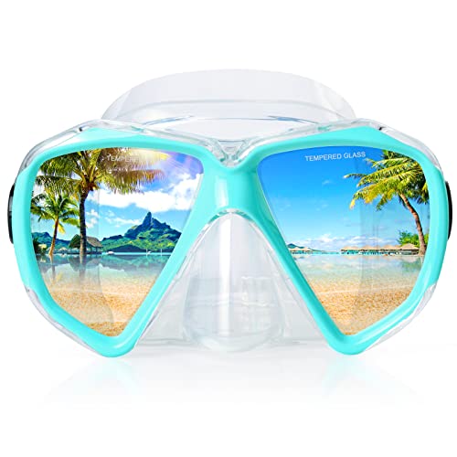 Taucherbrille für Erwachsene mit Anti-Nebel Schnorchelmaske, Schwimmmaske gehärtetem Glas und Nasenabdeckung zum Schnorcheln und Schwimmen (Aqua) von EXP VISION