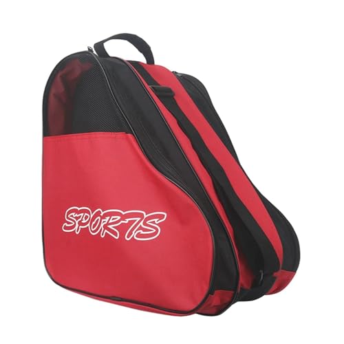 Easnea Oxford Rollschuh-Tasche, atmungsaktive Schlittschuh-Tasche, Aufbewahrungstasche, große Kapazität, Skating-Schuhe, Tragetaschen, Rollerbladen-Behälter, Rollschuh-Zubehör, Rot, halbes Netzgewebe von Easnea