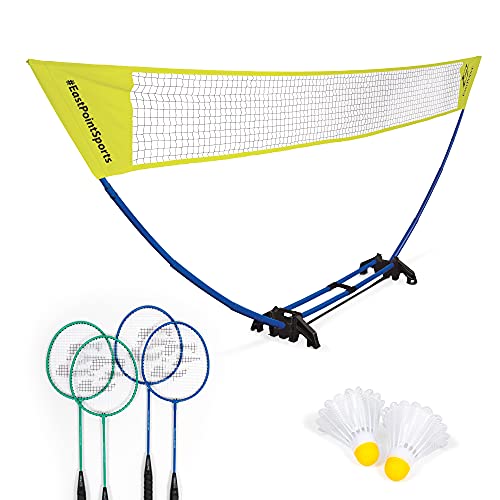 EastPoint Sports Unisex-Erwachsene, Weiß Easy Setup Badminton-Set für 4 Spieler, 4,5 m Netz, Badmintonnetz mit Trageboden von EastPoint Sports