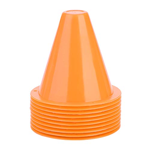 Eddwiin Sports Marking Fußballkegel, 10 Stück Fußball-Trainingskegel Fußballbarrieren Kunststoff-Marker-Halter-Zubehör(Orange) von Eddwiin