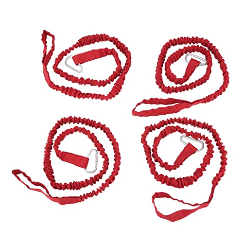 Elelif 4-teiliges Kajak-Paddelseil, super dehnbar, Anti-Verlust, tragbare Nylon-Kanu-Paddel-Leine, Kajak-Spiralband zum Driften, Surfen (Rot) von Elelif