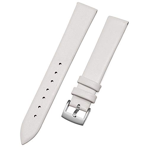 EnjoyMSS Ultradünnes Uhrenarmband aus echtem Leder, Rindsleder, Ersatz-Uhrenarmband (Weiß, 20 mm) von NO BRAND