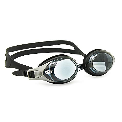 EnzoDate optische Brille Hyperopie RX + 1 bis + 8 Myopie - 1 bis-8 Erwachsene Kinder unterschiedliche Stärken für jedes Auge Schwimmen(Kraft: -4,Schwarz) von EnzoDate