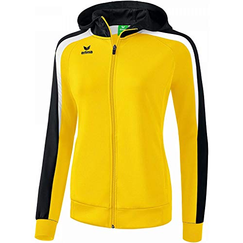 ERIMA Damen Jacke Liga 2.0 Trainingsjacke mit Kapuze, gelb/schwarz/weiß, 38, 1071858 von Erima