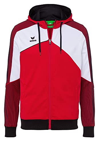 ERIMA Herren Jacke Premium One 2.0 Trainingsjacke mit Kapuze, rot/weiß/schwarz, XXL, 1071802 von Erima