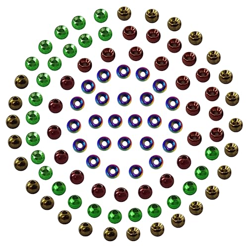 EUPHENG Perlen zum Fliegenbinden, Wolfram, 100 Stück, Kopf zum Nymphenangeln, 12 Farben/5 Größen von Eupheng