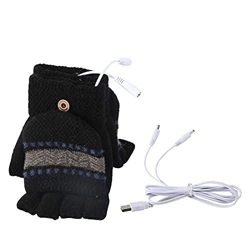 Eurobuy USB beheizte Handschuhe, Unisex Damen & Herren Winterhand Warme Handschuhe Waschbares Design Elektrische Heizung Volle und halbe Hände Warme Laptophandschuhe Handschuh für drinnen oder draußen von Eurobuy