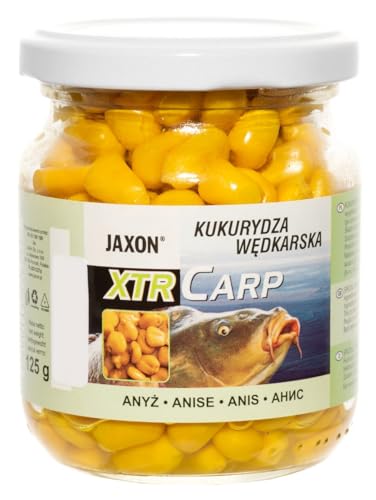 Exar Jaxon XTR Carp stark aromatisierter Mais in 12 Geschmacksrichtungen im Krug 125g Karpfenangeln Karpfenfischen Grundfutter (Anis FX-CB01) von Exar
