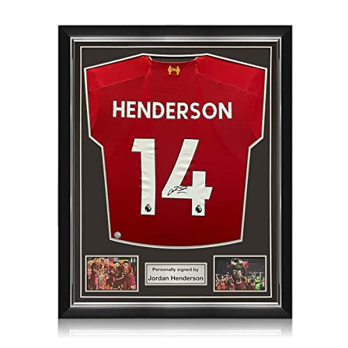 Exclusive Memorabilia Liverpool-Trikot signiert von Jordan Henderson. Überlegener Rahmen von Exclusive Memorabilia