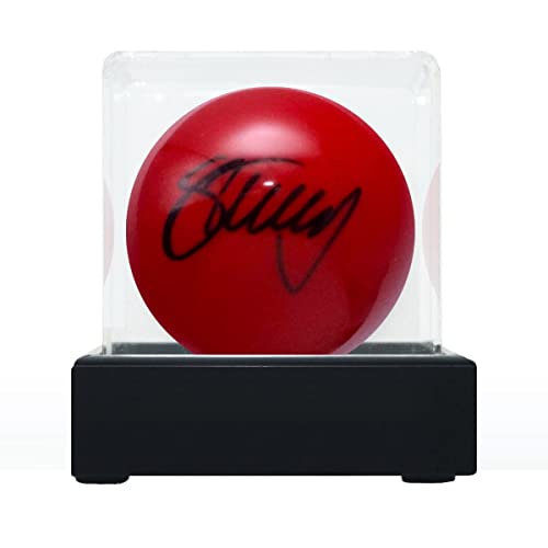 Exclusive Memorabilia Roter Snookerball signiert von Stephen Hendry. Schaukasten von Exclusive Memorabilia