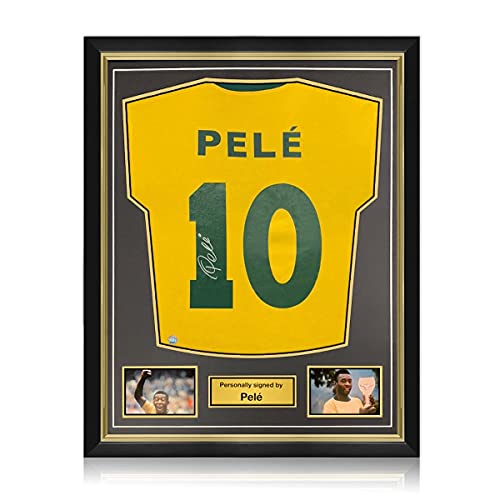 Exclusive Memorabilia Von Pele signiertes Brasilien-Trikot. Überlegener Rahmen von Exclusive Memorabilia