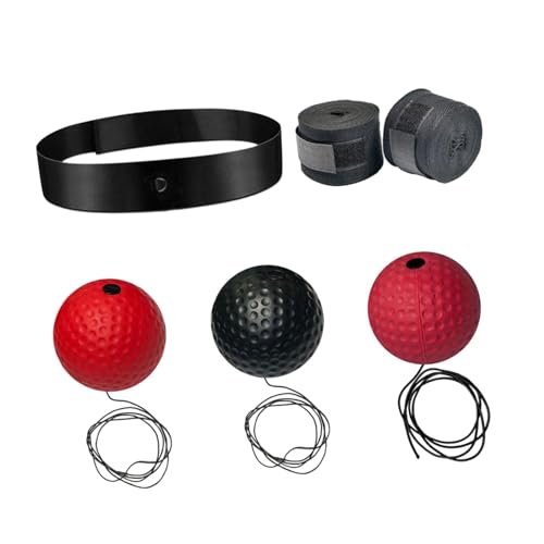 F Fityle Box-Reflexball mit Stirnband für Reaktion, Beweglichkeit, Schlaggeschwindigkeit, Kampfgeschick und Hand-Augen-Koordinationstraining, 3 Boxball von F Fityle