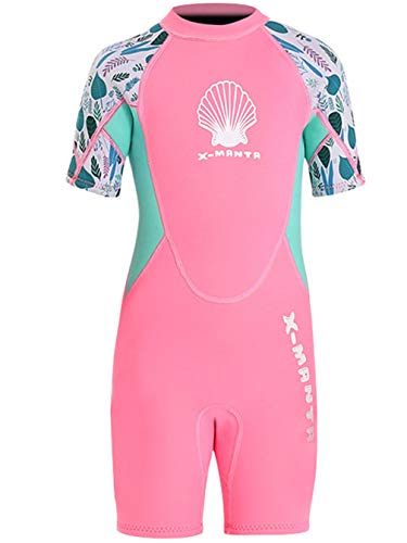 Kinder Mädchen Jungen Neoprenanzug 2.5MM Neopren Kurzarm Wäremehaltung Tauchanzug UV-Schutz Badeanzug für Wassersport Diving Suit XL von FAIRYRAIN