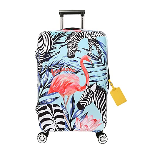 FANSU Elastisch Kofferhülle Kofferschutzhülle, Tropisch Flamingo-Druck Design für 18 bis 32 Zoll Reisekoffer Schutzhülle, Elasthan Waschbar Gepäckabdeckung mit Reißverschluss (Zebra,M) von FANSU