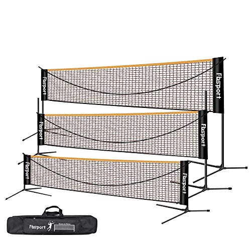 Badminton-Netz, Tennisnetz, 3 m, tragbares Volleyball-Badminton-Netz, Trainingsnetz, 3 Höhen können eingestellt werden, zusammenklappbares Badminton-Netz, für drinnen und draußen von FBSPORT